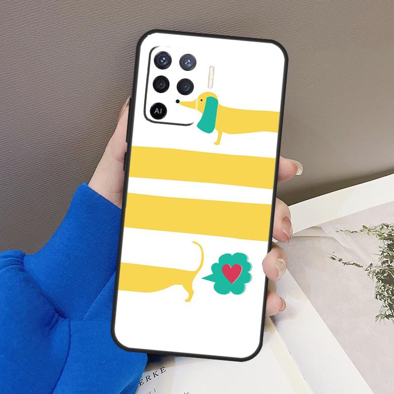 Cartoon Dachshund Sausage Dog Case For OPPO Find X5 X3 Pro A15 A74 A54 A94 A93 A91 A5 A9 A31 A53 2020 A53S A52 A72 Cover