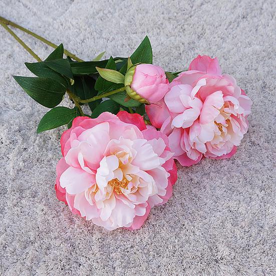 1Pc  Artificial Flower Realistic Easy Care 2-head No Fade Peony Fake Flower for Wedding