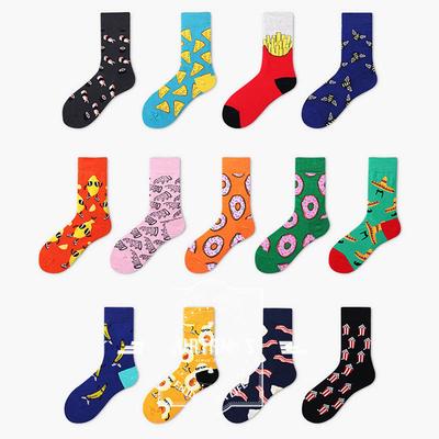 Food  Cool Socks  New Dessert Creative Pattern Men's Socks Tide Cool Socks Women Cotton Casual Socks