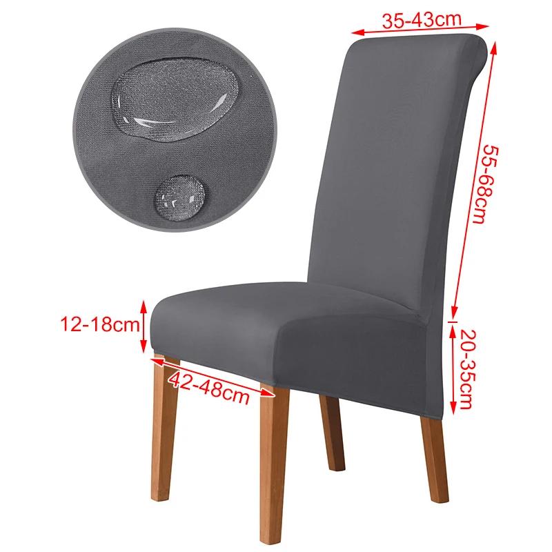 100%Waterproof Fabric Chair Cover Elastic XL Size Slipcover Solid Color Long Back Chair Covers Washable For Kitchen Home Hotel