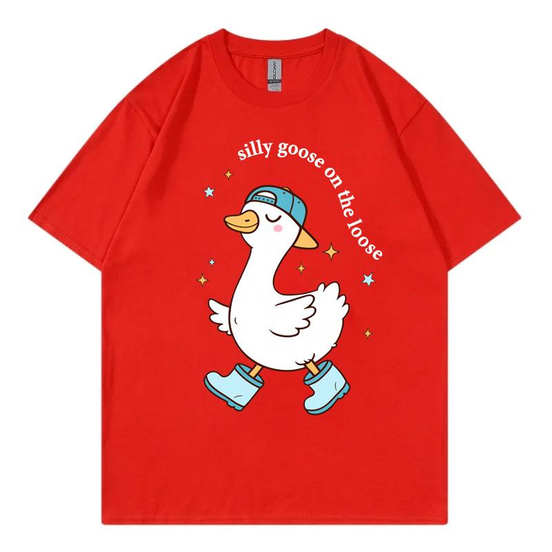 Silly Goose On The Loose Boy Funny Meme T Shirt Harajuku Y2k Style Short Sleeve Tshirt Unisex Unisex Casual Loose Cotton Tshirts