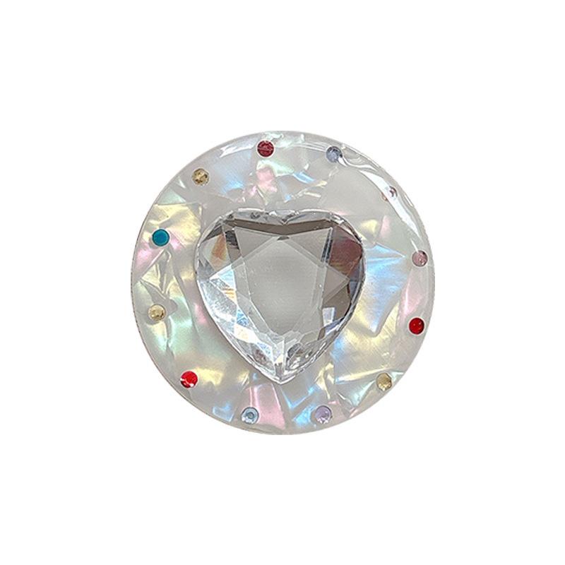 Japanese Rhinestone Phone Holder: Magnetic Heart Ring for Desktop Viewing