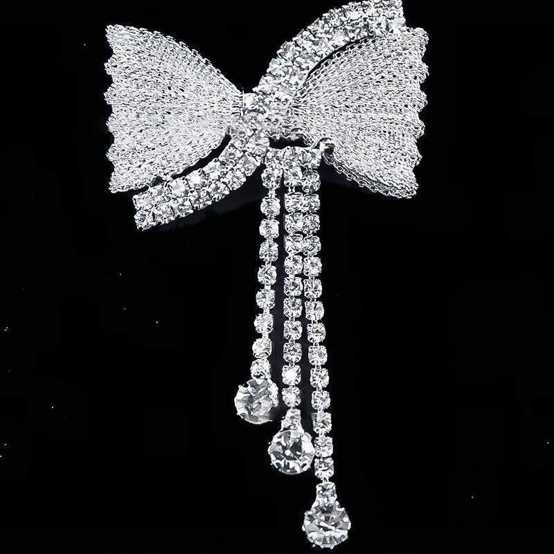 Crystal Bowknot Brooch Charming Women Lapel Pin Gorgeous Rhinestone Sweater Suit Accessory for Special Gatherings