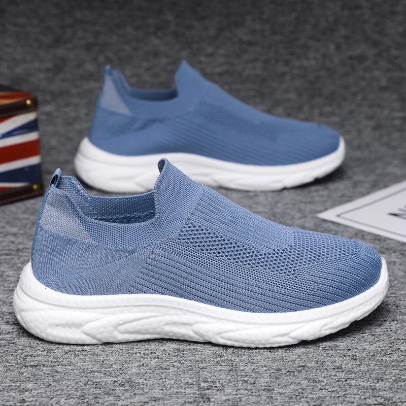 Men's Shoes One-pedal Lazy Shoes Autumn New Mesh Breathable Casual Shoes Foreign Trade Fly-woven Soft-soled Socks Shoes