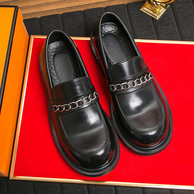 Fashion Spring Fashion New Men's Round Head Business Casual Leather Shoes Luxury Brand Men Comfortable Thick Bottom Banquet Oxford Shoes
