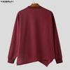 INCERUN T-shirt e Top Casual Larghi da Uomo a Manica Lunga con Patchwork Irregolare e Girocollo