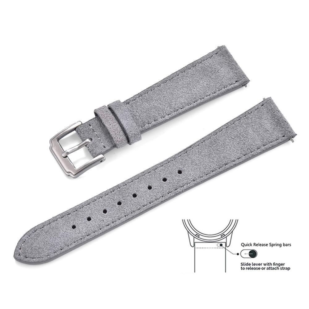 

Vintage Leather Watch Band 18mm 19mm 20mm 22mm Quick Release Soft Suede Replacement Strap for Men Women Classic Retro Watchband 19mm светло-серый
