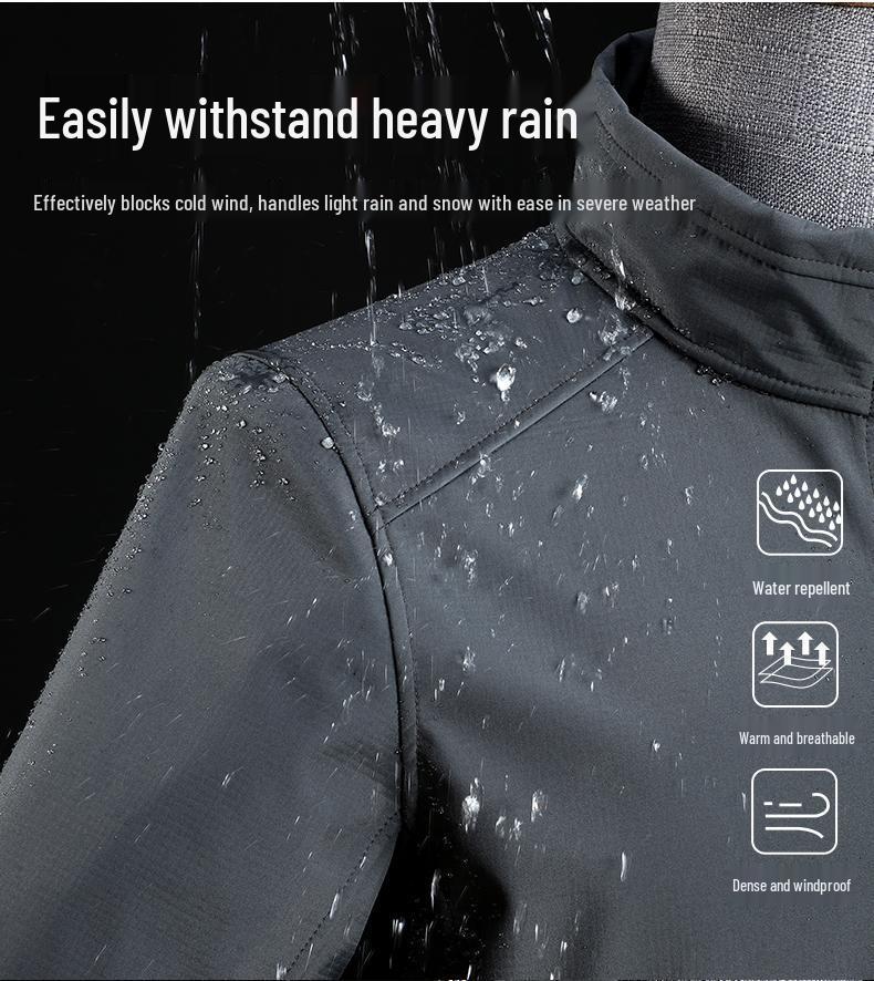 Unisex Windproof & Waterproof Softshell Jacket with Stand-up Collar - Custom Logo Embroidery Available