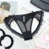 Low Waist Mesh Bow Briefs Women Transparent Romantic T Panties Fashion Sheer Lace Mesh Thong  Women