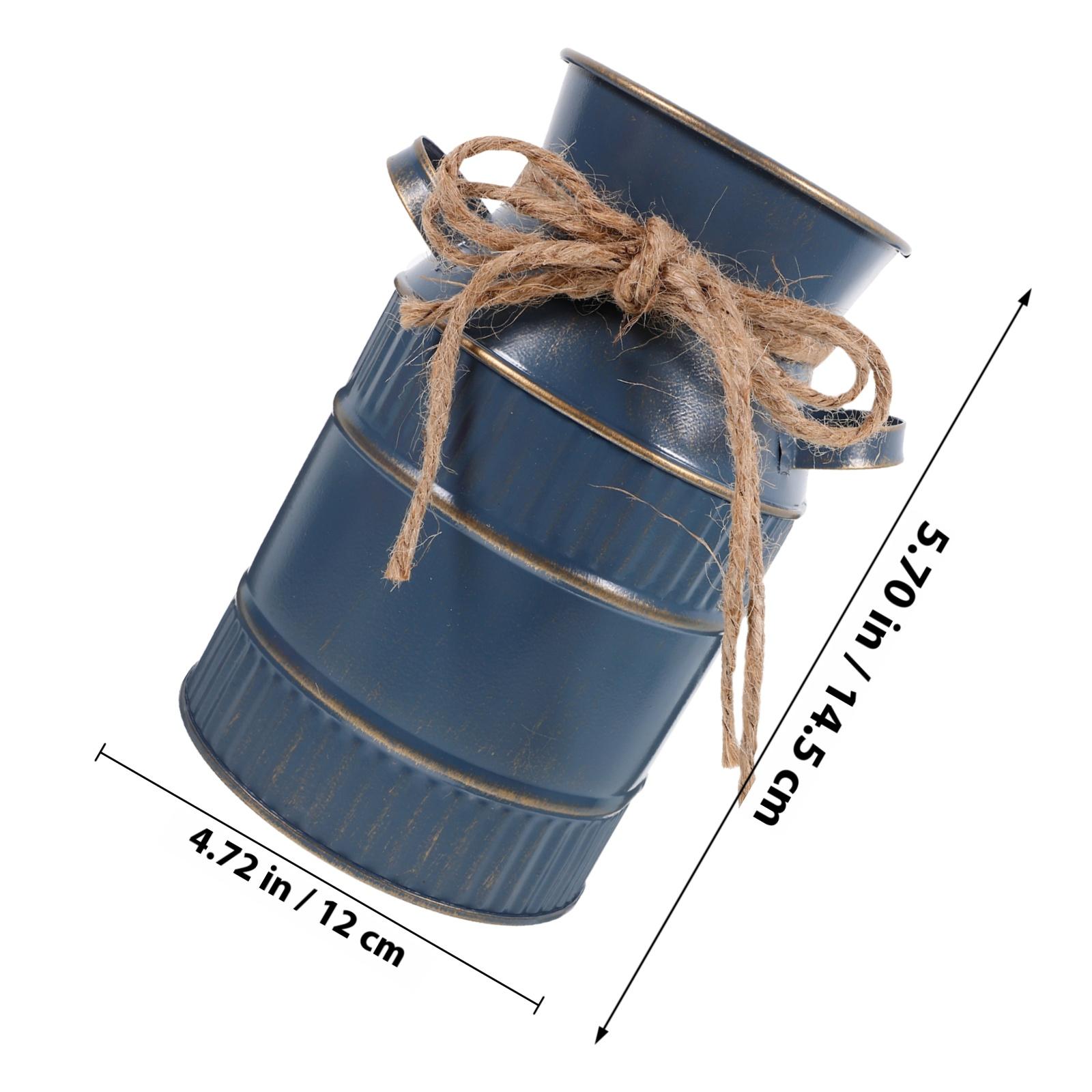 

Vintage Rustproof Iron Flower Bucket Decorative Flower Vase for Home Office Wedding Event Planting Bucket Iron Plant Pot синій