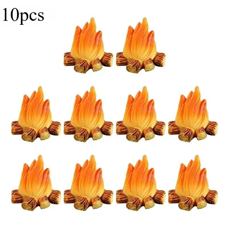1/5/10pcs Resin Bonfire Model Miniature Decoration Campfire Toy Artificial Bonfire Resin Craft Ornament Campfire Miniature Decor