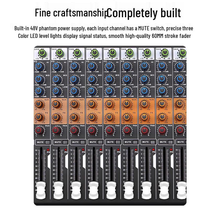 HuiDu D8 Professional Analog Mixer for Stage & Conference (CN Version)