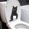 Black Bathroom Sticker Self-Adhesive Toilet Decoration Cute Kitten Toilet Stickers Pvc Film Wall Toilet Bathtub