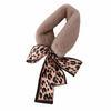Women Ribbon Winter Plush Leopard Fur Collar Ribbon Scarf Warm Scarf