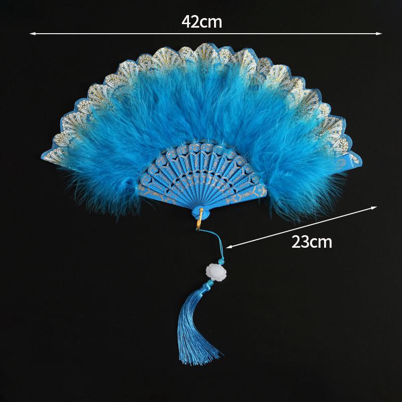 Classical Silk Folding Fan Chinese Style Dancing Foldable Feather Fan Portable Crafts Gift Creative Wedding Party Photo Props