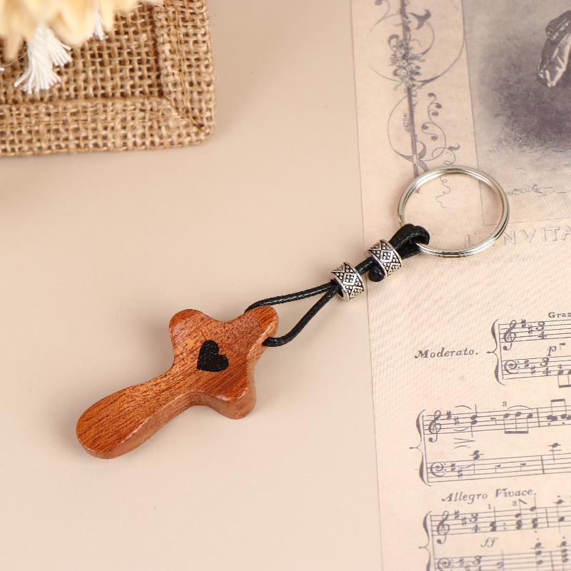 

1/3Pcs Wooden Crosses Toys Mini Pocket Crosses Keychain Palm Crucifix Finger Toy For Adults Kids Prayer And Faith Gifts A1 1Pcs keychain