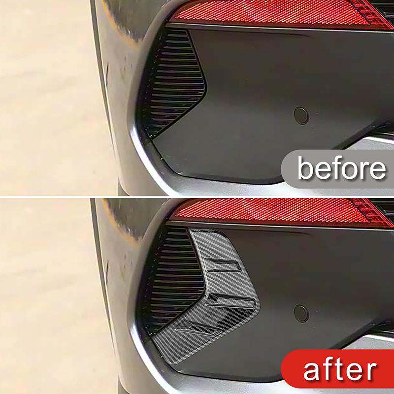 Car Styling Rear Fog Light Eyebrow Panel Decoration Cover Trim For BYD Yuan PLUS Carbon Fiber Color Exterior Accessories