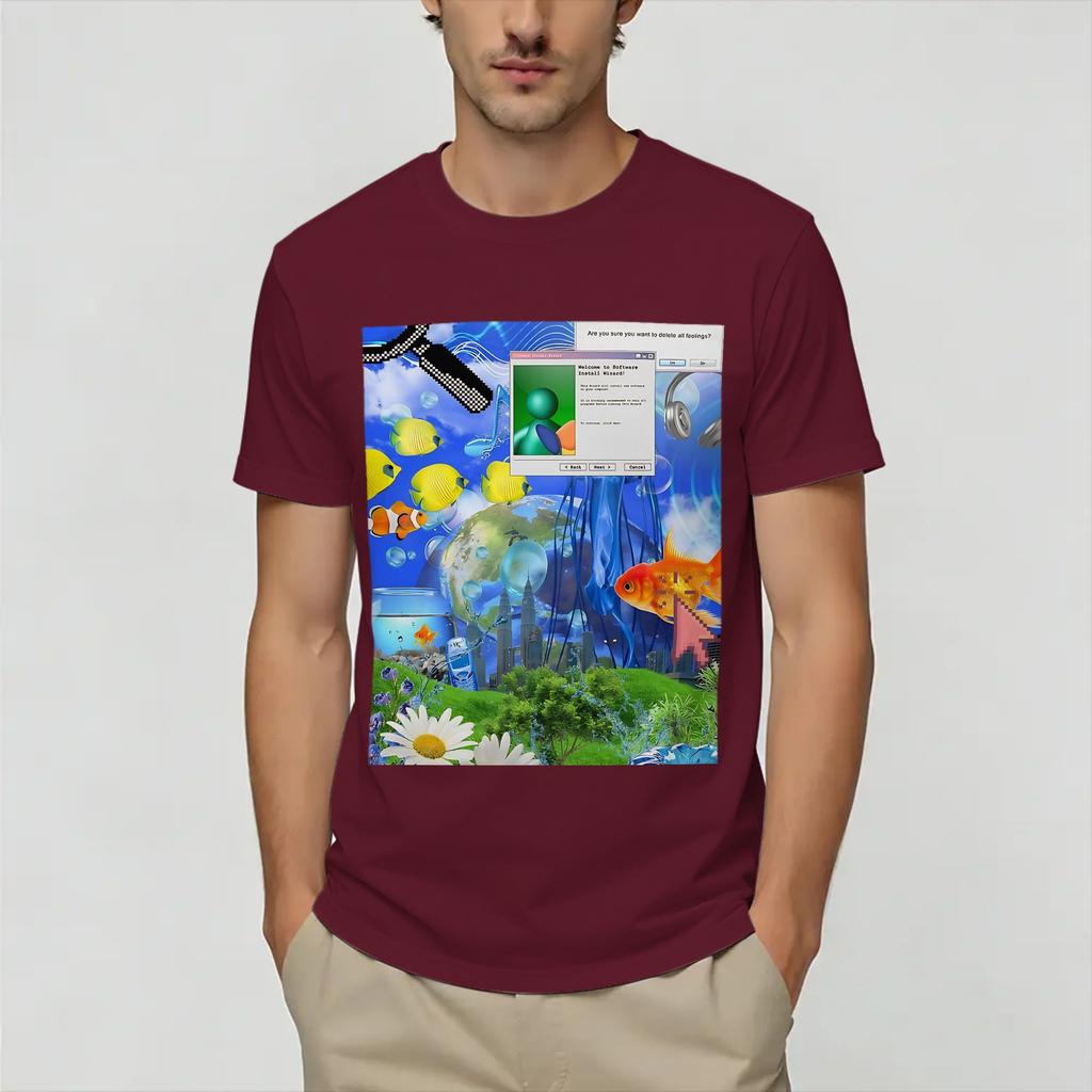 Frutiger Aero World Vaporwave T Shirts Unisexs 100 Cotton Novelty TShirt O Neck Tee Shirt Short Sleeve Clothes Plus Size