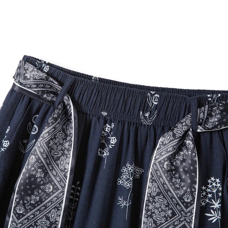 Women's Floral Print Elastic Waist Wide-Leg Pants