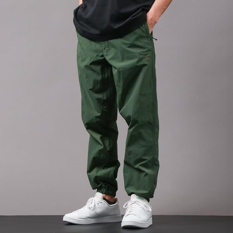 [Jerry] easy pants men's One point logo embroidery Cool touch sensation UV cut jogger pants bottoms sports training outdoor moss green M