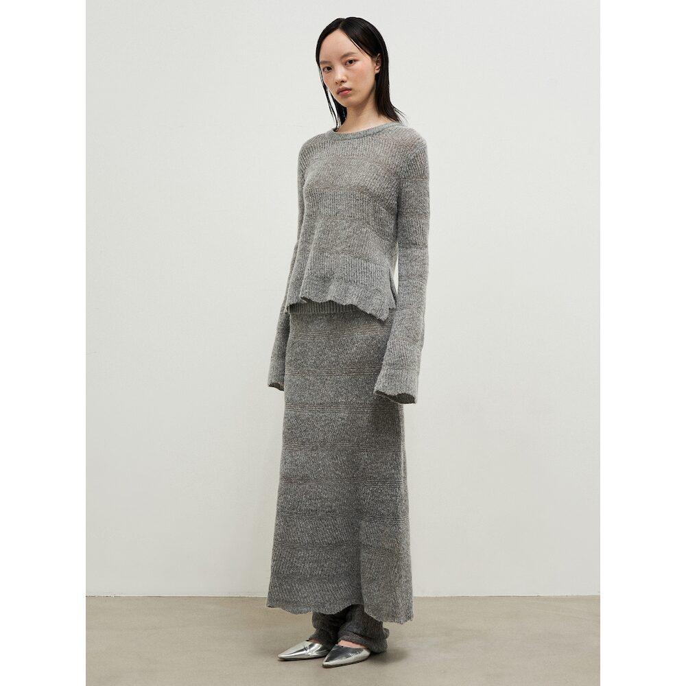 Anggae Alpaca Blend Round Pullover Gray