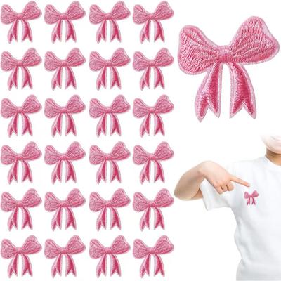 Roze Strik Borduurstof Sticker Handgemaakt Diy Haarklem Aankleden Borduurlabel Concentrische Knoop Computer Borduur Chapter Sticker