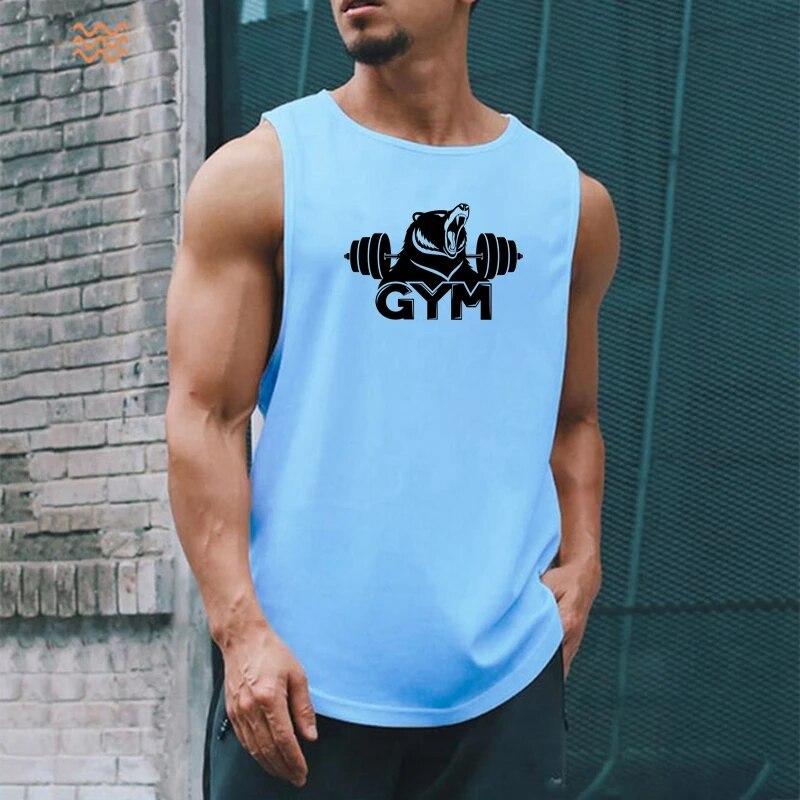 Herre Sommer Hurtigtørkende Gym skjorte Street Ermeløse T-skjorter For Menn Tank Tops Trening Fitness Singlets Sports Vest Klær
