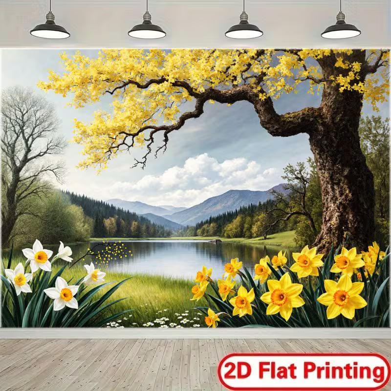 

2D Dreamy Spring Landscape Backdrop for Live Streaming & Room Decor 47.2x31.5inch/120*80cm