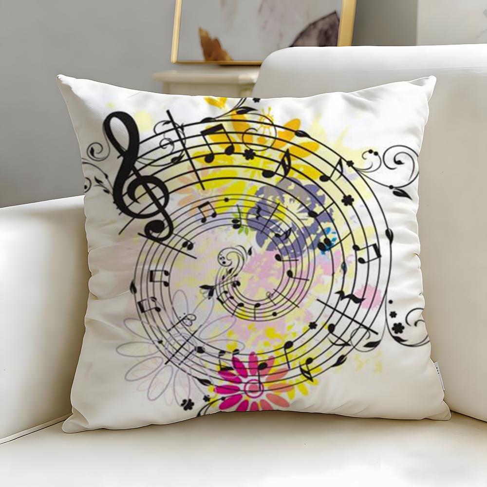 classic music theme Sheet Music Cushion Cover Soft  EasyWash Pillow Case  Versatile for Couch Bed Travel and Office