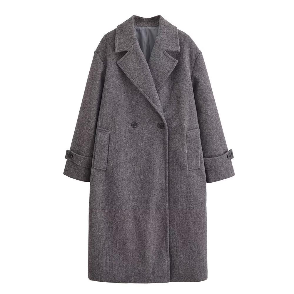 

Женское осенне-зимнее модное длинное шерстяное тренч-пальто 2024 Large серый