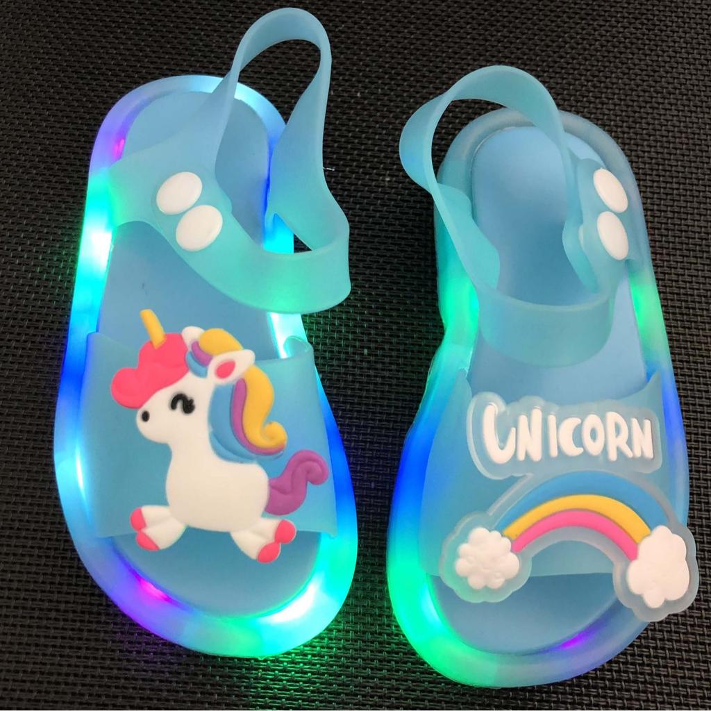 Mädchen Hausschuhe Kinder Einhorn LED Kinder Hausschuhe Baby Sandalen Kinderschuhe für Mädchen Jungen Leuchtende Schuhe Kleinkind