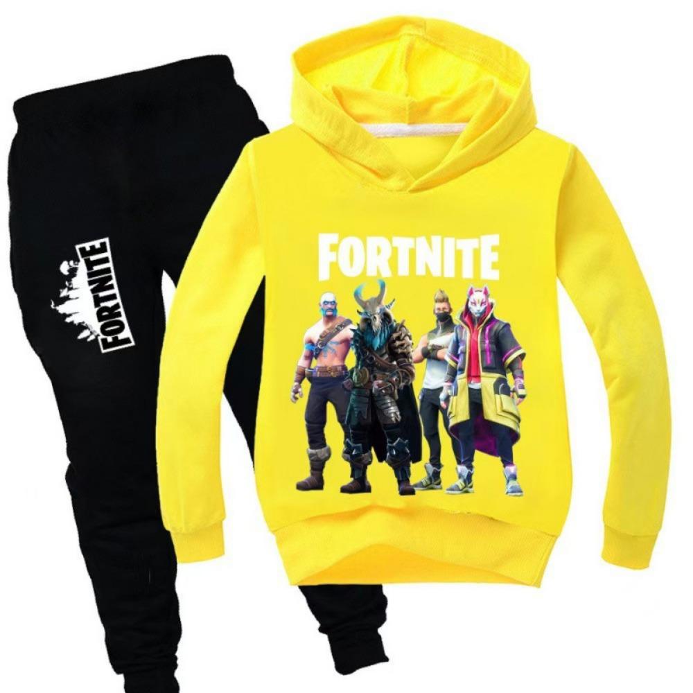 

Набори дитячі з принтом гри Fortnite, худі, мультяшні, зручні, костюм з 2 предметів, вільні топи з довгим рукавом, штани, осінньо-зимовий одяг 110
