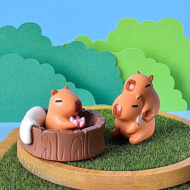 Adorable Capybara Figurine Resin Blind Box Desktop Decor Cartoon Style