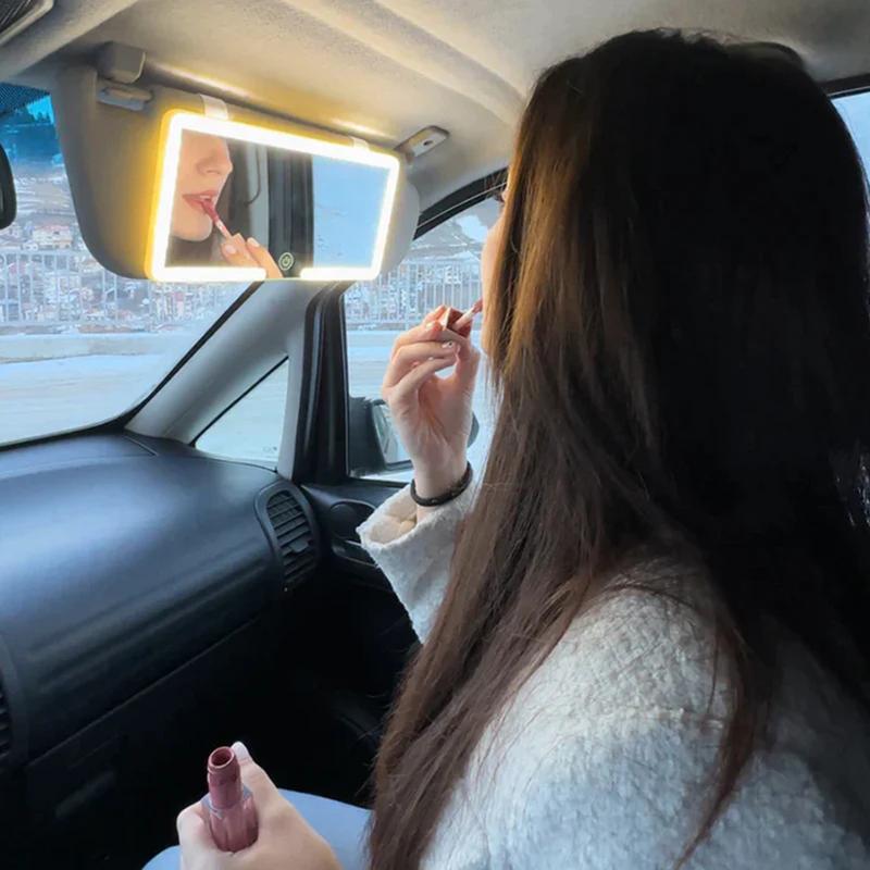 Přenosné autokosmetické zrcátko stmívatelné LED sluneční clona do auta toaletní zrcátko vnitřní zrcátka vozidla vnitřní náhradní díly