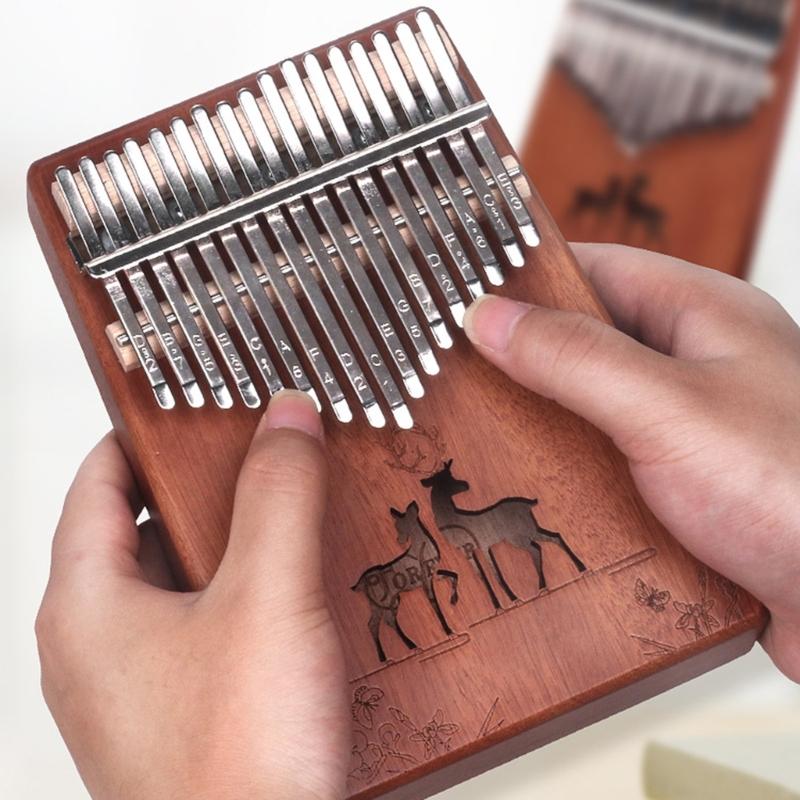 Wood 17 Key Kalimba Thumb Piano for Kids Adults, Kalimba 17 Keys Thumb Piano Finger Marimba Instrument for Music Lover