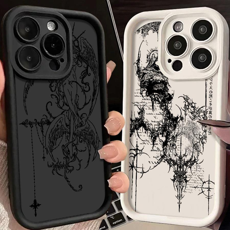 Phone Cover Case for iPhone 17 Pro Max 16 17e 11 13 15 Plus 12 Pro 14 Air Gothic Style Angel Cross