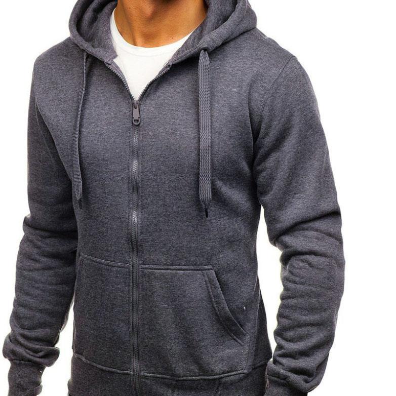 

Осенне-зимняя мужская толстовка на молнии, мужская повседневная спортивная толстовка с капюшоном, куртка XXL темно серый