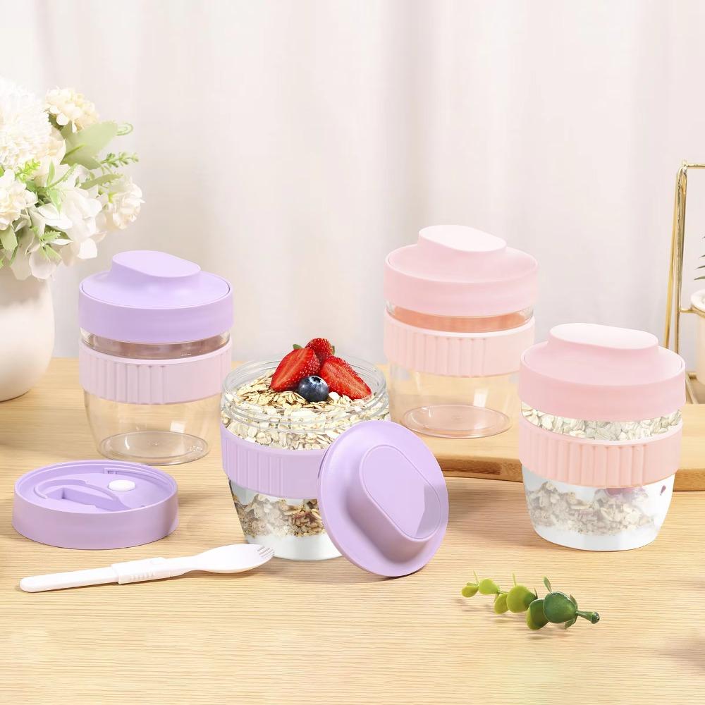 Plastic Yogurt Salad Cup Transparent Lunch Box Multifunctional Oatmeal Cereal Cup  Fitness