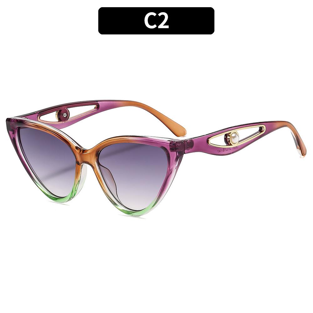 Women's Sunglasses, Fashionable Cat Eye Sunglasses, Pearl Decorative Sunglasses.