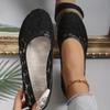 Spring and Summer New Mesh Round Toe Shallow Mouth Mom's Shoes Slip On Soft Sole Breathable Comfy Flats