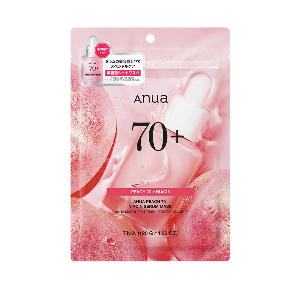 ANUA Peach 70 Niacin Mask Pack for Radiant and Pore Suitable for Dry and Combination Perfect As a Daily Face Mask or Peach (7 Sheets) Hydrated, Skin,