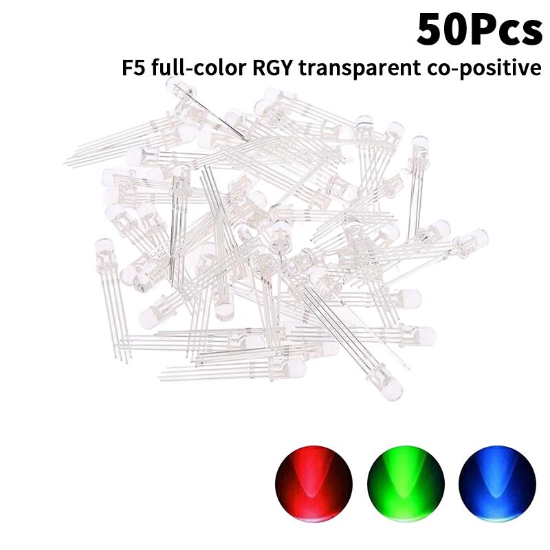 50Pcs 5Mm Full-Color Led Rgb Red/Green/Blue Common Cathode/Anode Four Feet Transparent Highlight Color Light 5Mm Diode Colorful
