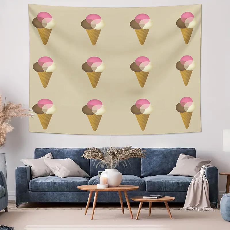 Ice Cream Tapestry Wall Hanging Aesthetic Room Decor Dorm Wall Art Vintage Sweet Cone Backdrop Home Decoration Gift