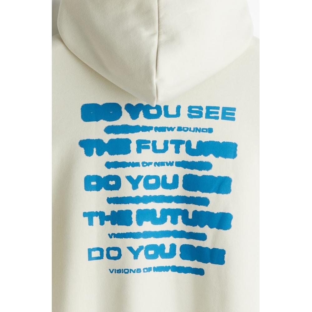 H M Regular Fit Hoodie creaM Do You See