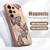 Magnetic For Magsafe Case For Samsung Galaxy S26 Ultra S25 Edge S24 Plus S23 FE S22 A54 A55 A56 5G Retro Butterfly Print Matte Cover