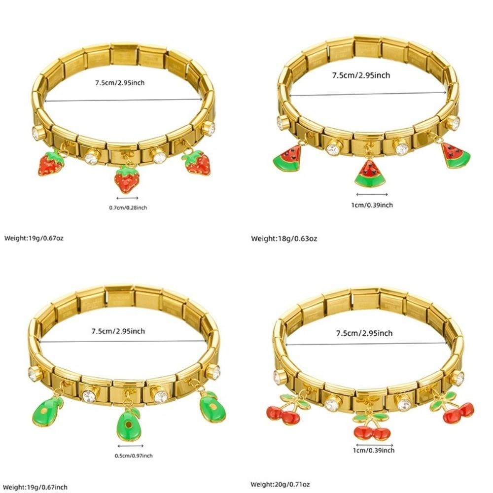 Golden Color Stainless Steel Bracelet Classics Style Watermelon Avocado Design Zircon Bracelet Hypoallergenic