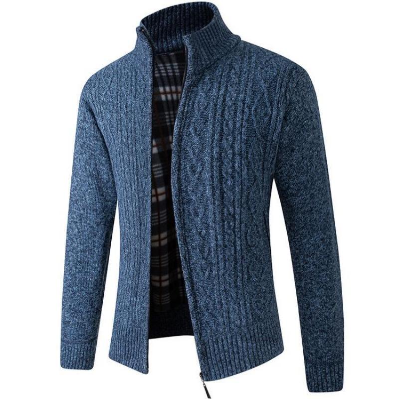 Men's Thick Knit Stand Collar Cardigan