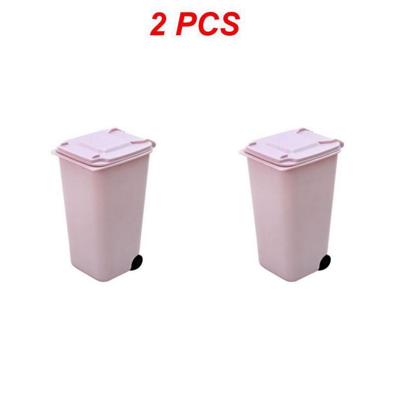 Mini Desktop Trash Can 3color Garbage Storage Box Living Room Coffee Table with Cover Small Paper Basket Plastic Garbage Bag