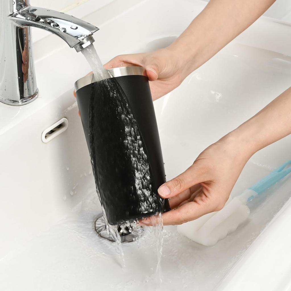 Livole Edelstahl-Vakuumisolierter großer Doppelbecher, Lieferung ohne Lieferung mit schwarzem Becher, Becher, kälte-/wärmeisoliert, 600 ml, Fassungsvermögen, doppelwandig,