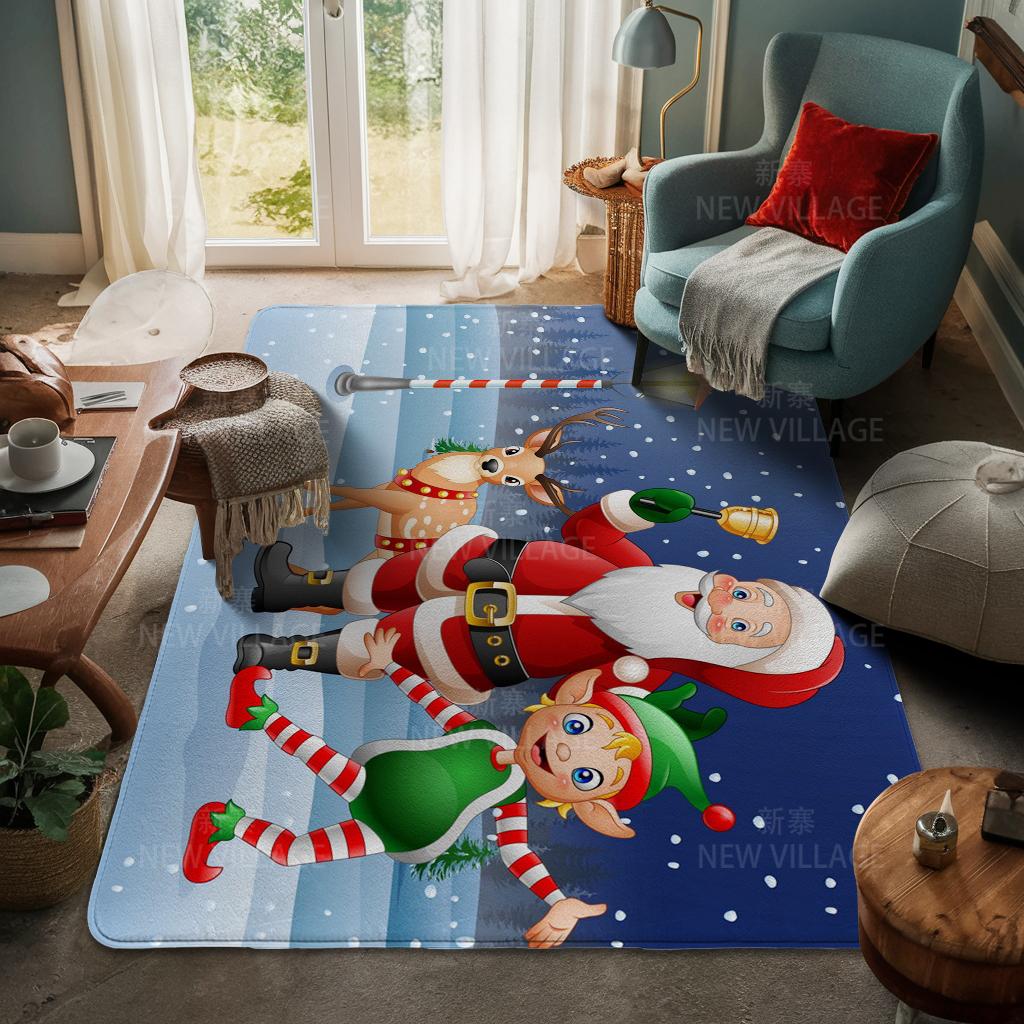 House Entrance Carpet Home Door Mat Living Room Bath Foot Bathroom Non-slip Water Absorption Rugs Bath Merry Christmas Winter